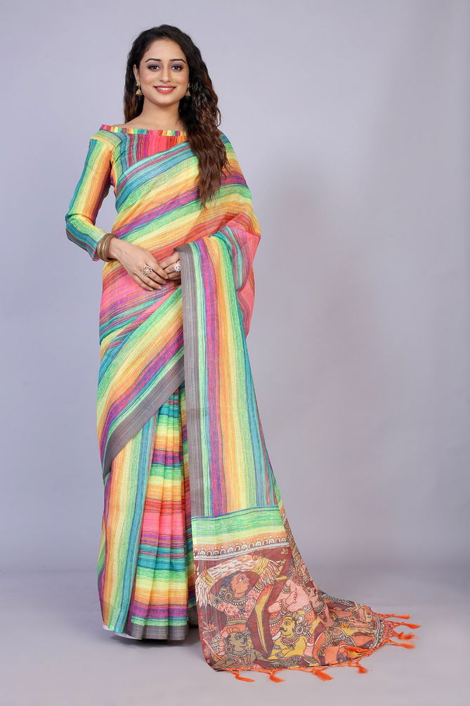 Bhargavi Pure Linen Printed Sarees Catalog